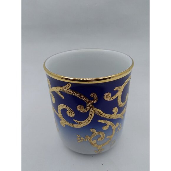 Kutahya Porselen Handcrafted Blue & Gold Scrolls White Porcelain Mug Cup W/ Box - Picture 8 of 10